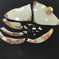 This lid was a good candidate for repair. There was no prior adhesive with clean breaks that fit well together. Antique Porcelain Repair & Restoration at Sundog Restoration Studio