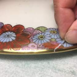 Though we used even the smallest of shards there were still areas that were missing. Sundog Restoration Studio for Antique Porcelain Repair & Restoration