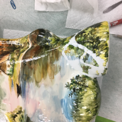 Fill is applied to cracks and missing areas and abraded to a smooth finish before paint can be applied.